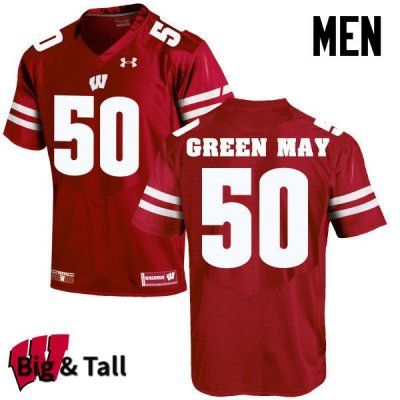 Men's Wisconsin Badgers NCAA #50 Izayah Green-May Red Authentic Under Armour Big & Tall Stitched College Football Jersey IU31J05SU